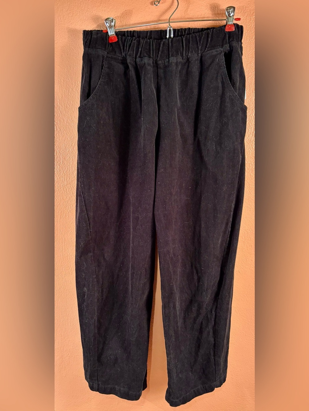 Le Bon Shoppe Black Corduroy Balloon Pants Size L 100% Cotton